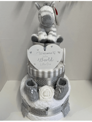 Grey Zebra Nappy Cake