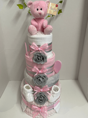 Deluxe Pink Nappy Cake
