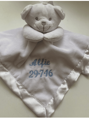 Personalised White Teddy Comforter