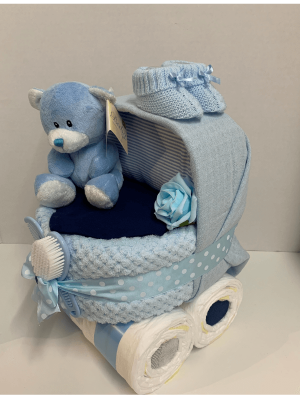 Blue Pram Nappy Cake