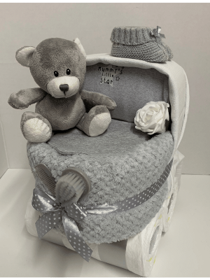 Grey Pram Nappy Cake