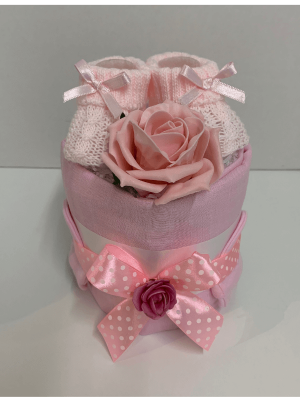 Pink Booties Nappy Cake