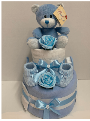 Blue Ted Nappy Cake