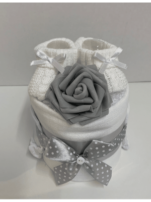 White Booties Nappy Cake