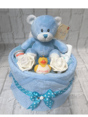 Blue Towel Nappy Cake