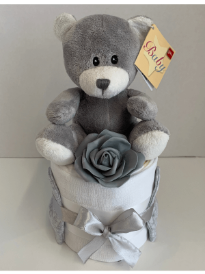 Mini Nappy Cake Grey Ted