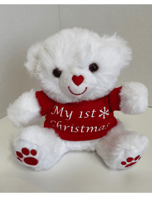 My 1st Christmas White Teddy Bear that can be personalised with Childs name