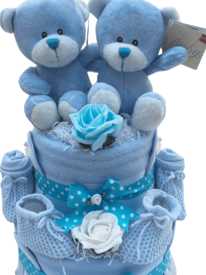 Blue Twins Nappy Cake