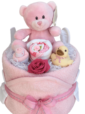 Pink Towel Nappy cake