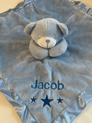 Personalised Blue Teddy Comforter