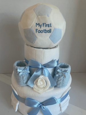 Blue Football Nappy Cake