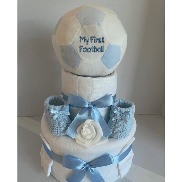 Blue Football Nappy Cake