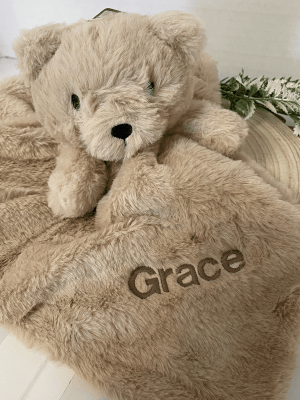 Fur Teddy Bear Comforter in beige