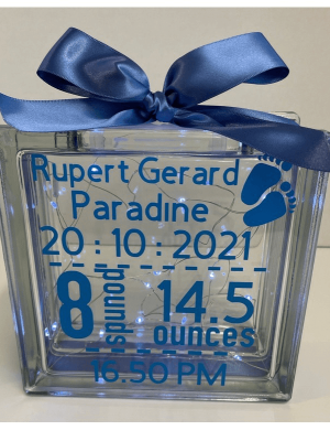 Personalised Light Up Glass Birth Block Keepsake