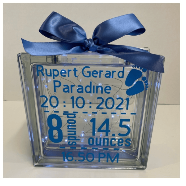 Personalised Light Up Glass Birth Block Keepsake