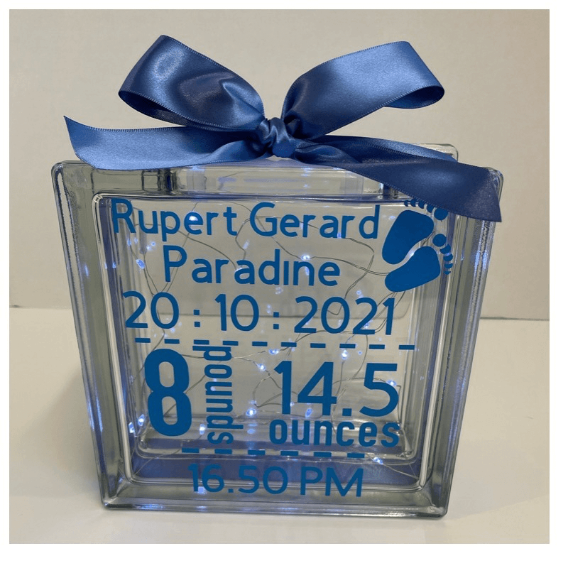 Personalised Light Up Glass Birth Block Keepsake