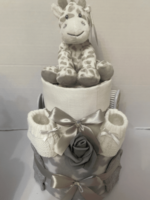 Grey Safari Nappy Cake