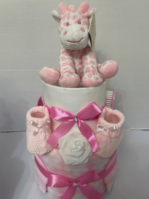 Pink Safari Nappy Cake