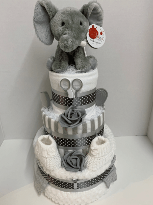 Unisex Elephant Nappy Cake