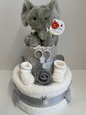 Grey Elephant Nappy Cake