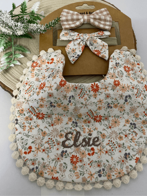 Personalised Floral Bib Set