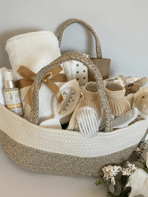Beige Filled Nappy Caddy