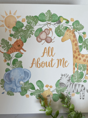 Baby Safari Keepsake Journal that has pages to fill in for memories of baby