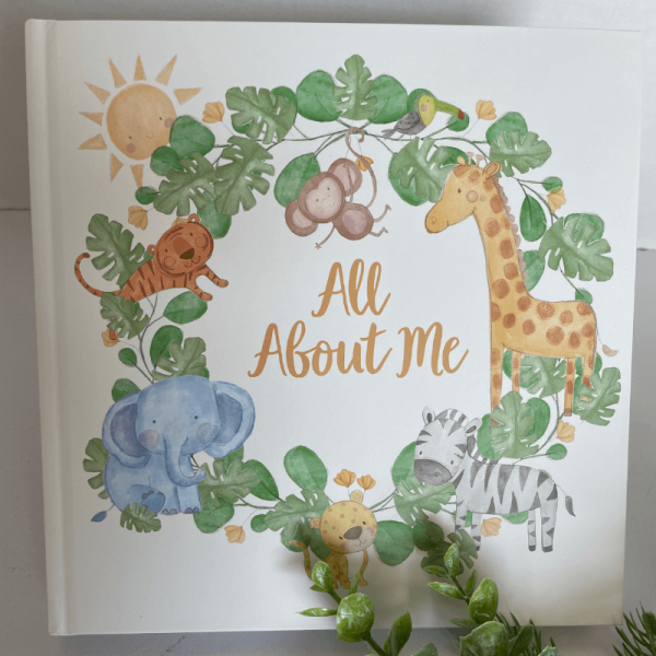 Baby Safari Keepsake Journal that has pages to fill in for memories of baby