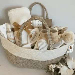 Beige Filled Nappy Caddy